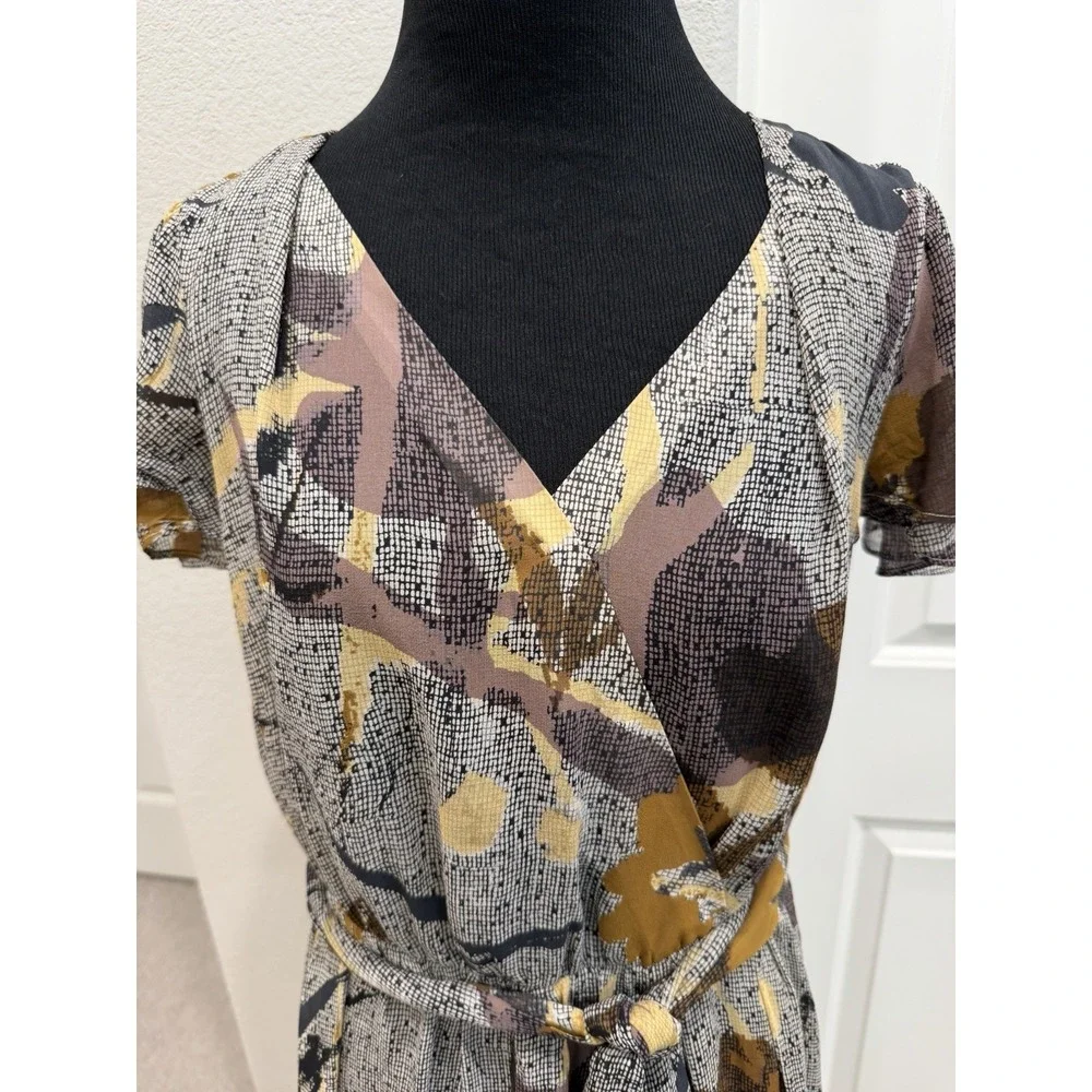 Maeve X Anthropologie Bronwen Silk Floral Faux-Wrap Belted Dress 6 Romantic